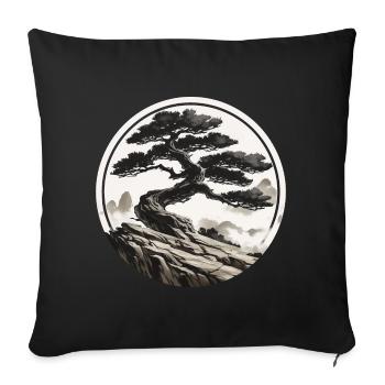 Paysage Asiatique - Housse de coussin décorative 45 x 45 cm - noir - Devant