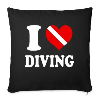 I Love Diving Heart Funny Witty - Sofa pillowcase 17,3'' x 17,3'' (45 x 45 cm) - black - Front