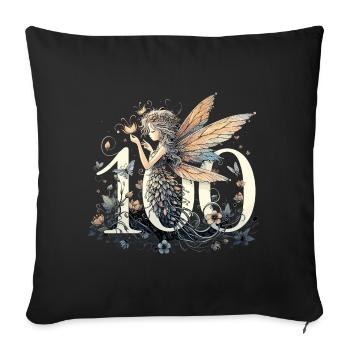 100 ans fée elfe mignon cadeau d’anniversaire - Housse de coussin décorative 45 x 45 cm - noir - Devant