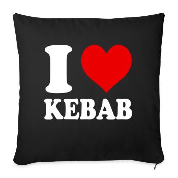 J’aime Kebab Coeur Drôle Spirituel - Housse de coussin décorative 45 x 45 cm - noir - Devant