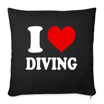 I Love Diving Dive Heart Funny Witty - Sofa pillowcase 17,3'' x 17,3'' (45 x 45 cm) - black - Front