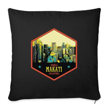 Glowing Skyline: Makati, Manila, Philippines - Sofa pillowcase 17,3'' x 17,3'' (45 x 45 cm) - black - Front