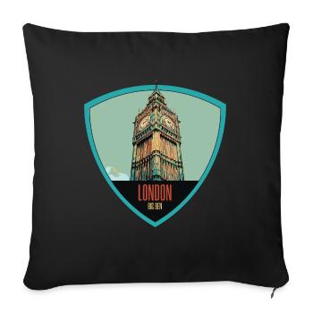 Iconic illustration of the Big Ben Tower - Sofa pillowcase 17,3'' x 17,3'' (45 x 45 cm) - black - Front