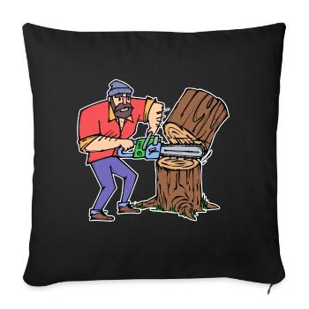 Sciure de bois Sciure de bois Travaux forestiers Bûcherons Foresterie - Housse de coussin décorative 45 x 45 cm - noir - Devant