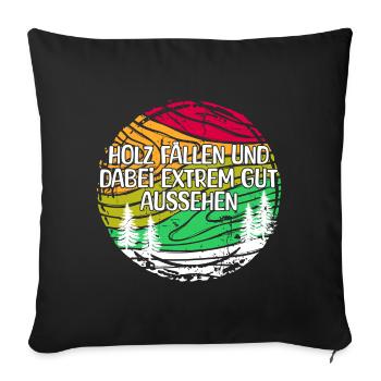 Bûcheron Woodland bois déclaration bois arbre de menuiserie - Housse de coussin décorative 45 x 45 cm - noir - Devant