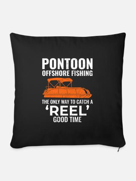 Pontonboot Motorboot Hochseefischen Lustig - Sofakissenbezug 45 x 45 cm - Schwarz