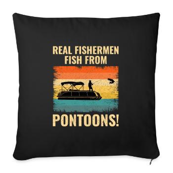 Pontoon Boat Boating Pontooning Fishing Retro - Sofa pillowcase 17,3'' x 17,3'' (45 x 45 cm) - black - Front