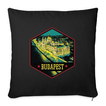 Nocturnal illustration Historic Budapest - Sofa pillowcase 17,3'' x 17,3'' (45 x 45 cm) - black - Front