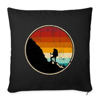 Climber at Sunset Retro Circle - Sofa pillowcase 17,3'' x 17,3'' (45 x 45 cm) - black - Front
