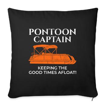 Pontonboot Kapitän Bootsfahrt Angeln Lustig - Sofakissenbezug 45 x 45 cm - Schwarz - Vorne