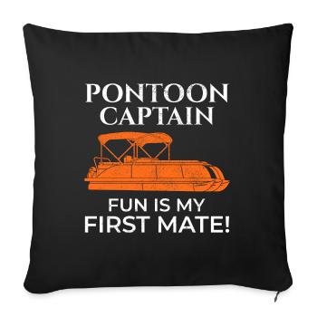 Ponton Bateau Capitaine Croisière Nautique Aventure Fun - Housse de coussin décorative 45 x 45 cm - noir - Devant