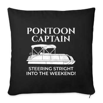 Pontonboot Kapitän Bootsfahrt Abenteuerspaß - Sofakissenbezug 45 x 45 cm - Schwarz - Vorne
