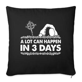 Croix Jésus chrétien Beaucoup de choses peuvent se passer en 3 jours - Housse de coussin décorative 45 x 45 cm - noir - Devant