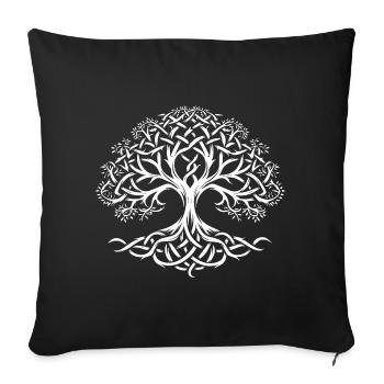 Yggdrasil arbre de vie - Housse de coussin décorative 45 x 45 cm - noir - Devant