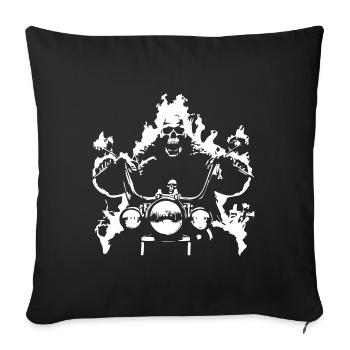 Skull Biker Flame Motorcycle - Sofa pillowcase 17,3'' x 17,3'' (45 x 45 cm) - black - Front