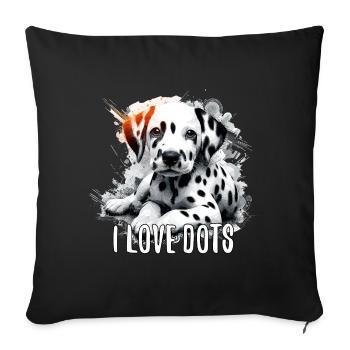 Chiot dalmatien j’aime les pois chien cadeau - Housse de coussin décorative 45 x 45 cm - noir - Devant