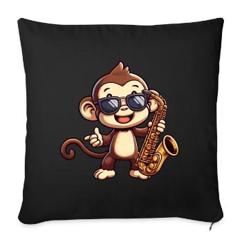 Jazz Saxophone Monkey Chimpanzee Music Lover - Sofa pillowcase 17,3'' x 17,3'' (45 x 45 cm) - black - Front