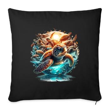 Turtles World Wonder Turtle Gift - Sofa pillowcase 17,3'' x 17,3'' (45 x 45 cm) - black - Front