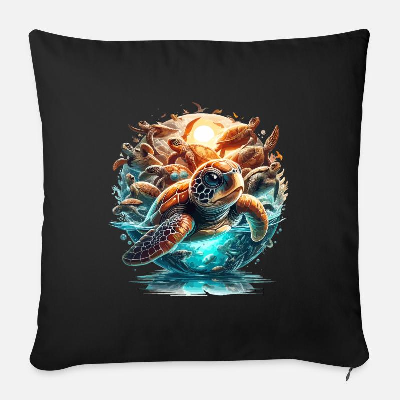 Schildkröten Welt Wunder Schildkröte Geschenk - Sofakissenbezug 45 x 45 cm - Schwarz