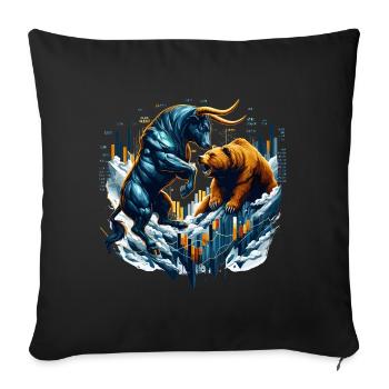 Finance Taureau Bear Fight Wall Street cadeau - Housse de coussin décorative 45 x 45 cm - noir - Devant