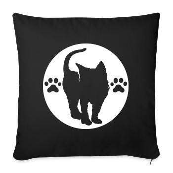 Cat Logo, Paw Symbol, Crest Emblem, Graphic icon - Sofa pillowcase 17,3'' x 17,3'' (45 x 45 cm) - black - Front