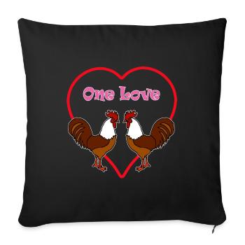 Roosters Men One Love Love In Love Statement - Sofa pillowcase 17,3'' x 17,3'' (45 x 45 cm) - black - Front