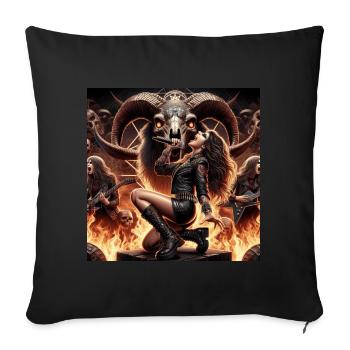 Female heavy metal band in hell - Sofa pillowcase 17,3'' x 17,3'' (45 x 45 cm) - black - Front