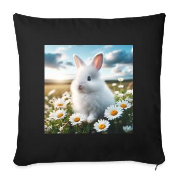Adorable White Bunny - Sofa pillowcase 17,3'' x 17,3'' (45 x 45 cm) - black - Front
