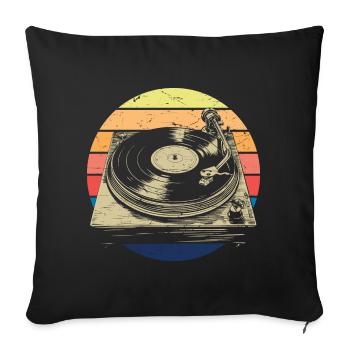 vinyl vinyl music turntable retro - Sofa pillowcase 17,3'' x 17,3'' (45 x 45 cm) - black - Front
