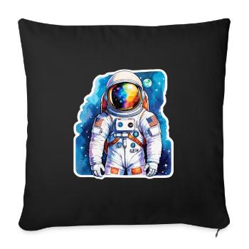 Aquarelle d’astronaute Aquarelle - Housse de coussin décorative 45 x 45 cm - noir - Devant