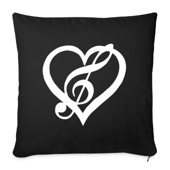 Music in the Heart (White) - Sofa pillowcase 17,3'' x 17,3'' (45 x 45 cm) - black - Front