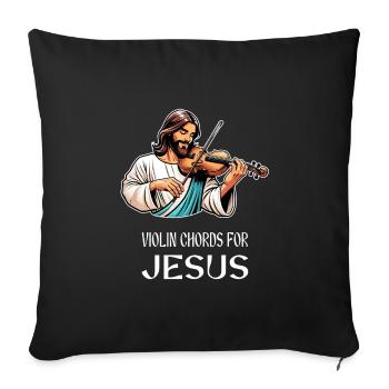 Accords de violon pour Jésus, Dieu chrétien - Housse de coussin décorative 45 x 45 cm - noir - Devant