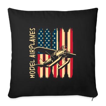 Maquettiste Modélisme Vol Hobby Pilote Aviateur - Housse de coussin décorative 45 x 45 cm - noir - Devant