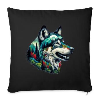 Loup - Housse de coussin décorative 45 x 45 cm - noir - Devant