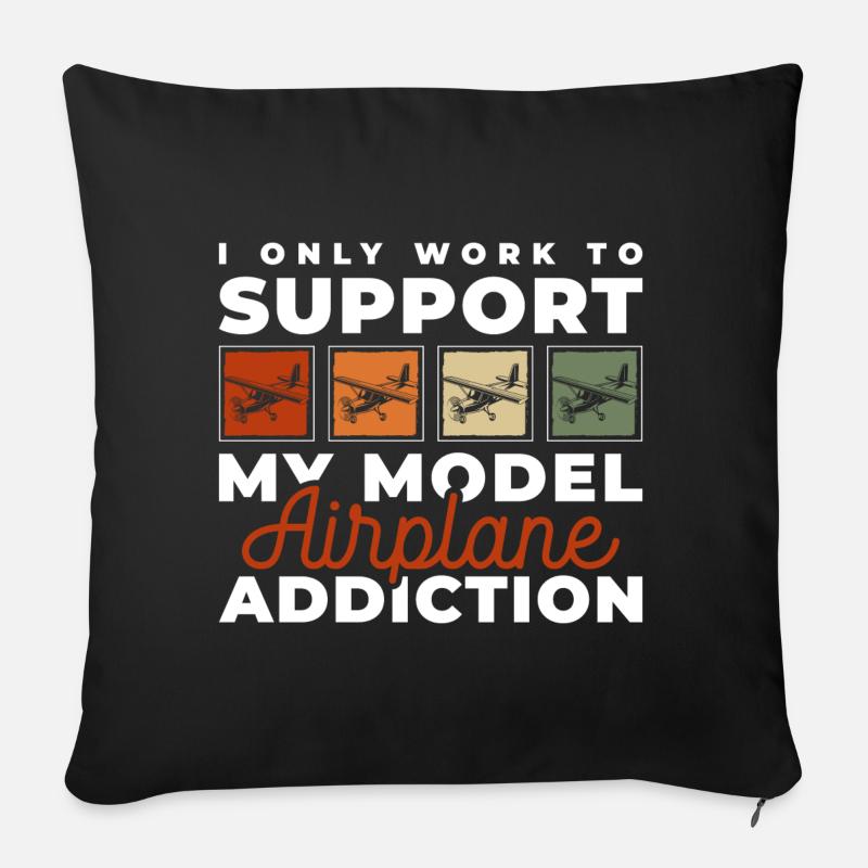 Model Airplane Model Flying Model Making - Sofa pillowcase 17,3'' x 17,3'' (45 x 45 cm) - black