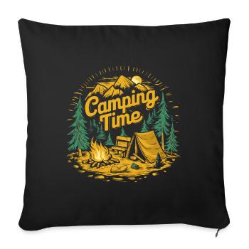Camping time travel adventure holiday - Sofa pillowcase 17,3'' x 17,3'' (45 x 45 cm) - black - Front