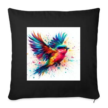 Aquarelle Oiseau Volant - Housse de coussin décorative 45 x 45 cm - noir - Devant