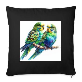 Watercolor Parakeets - Sofa pillowcase 17,3'' x 17,3'' (45 x 45 cm) - black - Front