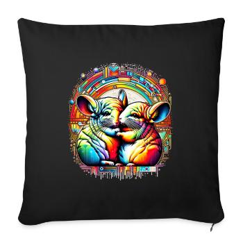 Farbenkuscheln - Chinchillas im Bund - Sofakissenbezug 45 x 45 cm - Schwarz - Vorne