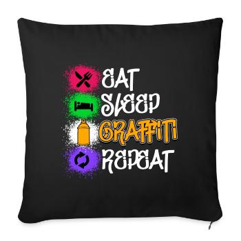 Drawing Illustration Graffiti Sprayer Street Art - Sofa pillowcase 17,3'' x 17,3'' (45 x 45 cm) - black - Front