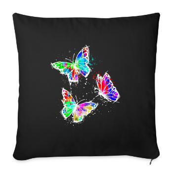 Art, Street Art, Graffiti, Butterfly - Sofa pillowcase 17,3'' x 17,3'' (45 x 45 cm) - black - Front