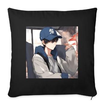 Geek boy anime - Sofa pillowcase 17,3'' x 17,3'' (45 x 45 cm) - black - Front