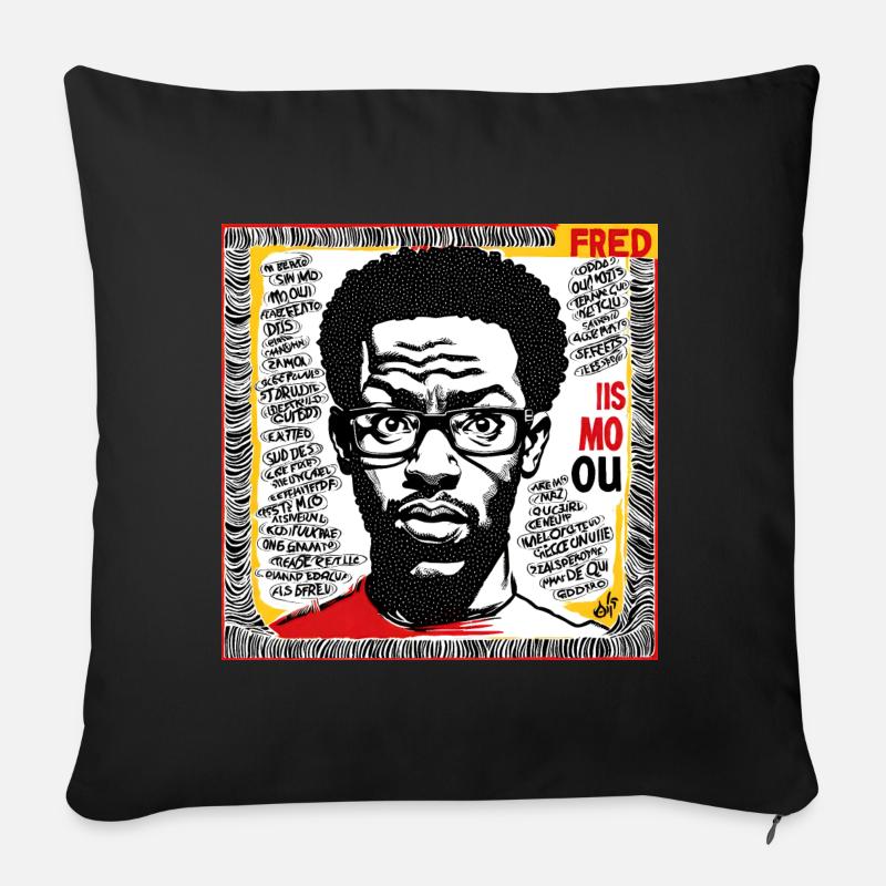 Fred - pop art - Housse de coussin décorative 45 x 45 cm - noir