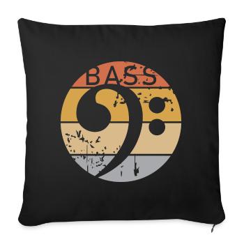 retro Gitarre Bass Bassschlüssel Musiker Bassist - Sofakissenbezug 45 x 45 cm - Schwarz - Vorne
