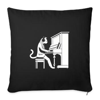 Klaviervirtuose Whiskers - Katze am Klavier - Sofakissenbezug 45 x 45 cm - Schwarz - Vorne