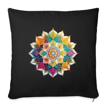 Buntes Mandala - Yoga - Meditation - GOA - Sofakissenbezug 45 x 45 cm - Schwarz - Vorne
