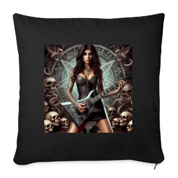 Guitariste en enfer - Housse de coussin décorative 45 x 45 cm - noir - Devant