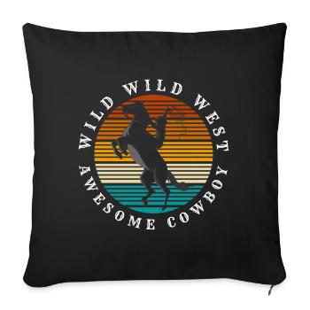 Revolver équestre du Far West Western - Housse de coussin décorative 45 x 45 cm - noir - Devant