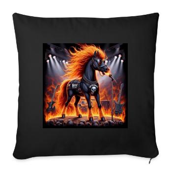 Cheval en métal - Housse de coussin décorative 45 x 45 cm - noir - Devant