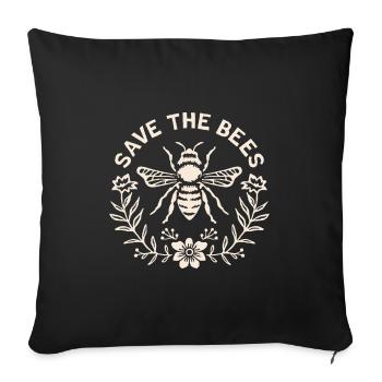Sauver les abeilles save the bees - Housse de coussin décorative 45 x 45 cm - noir - Devant
